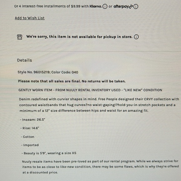 Brand new with tags free people jumpsuit. I love it but it’s a small - Picture 2 of 2